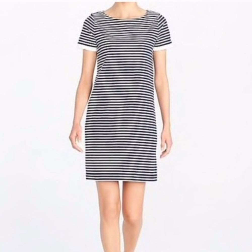 J. Crew Striped Poplin-Trimmed Dress
